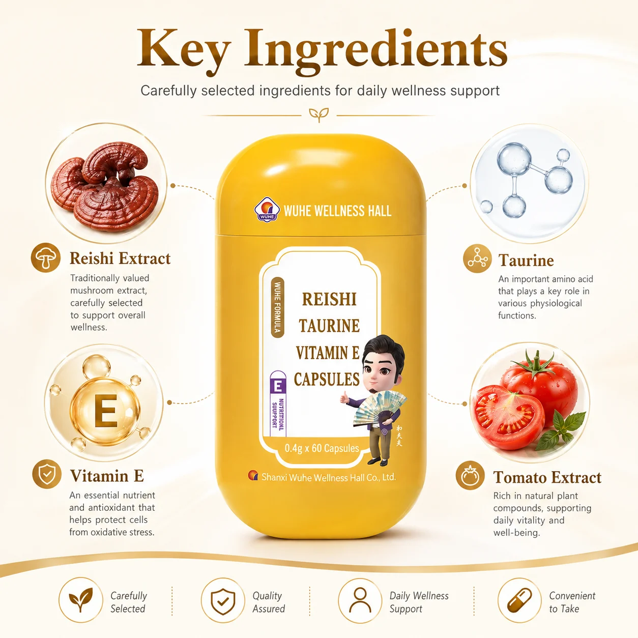Reishi Taurine Vitamin E Capsules product detail
