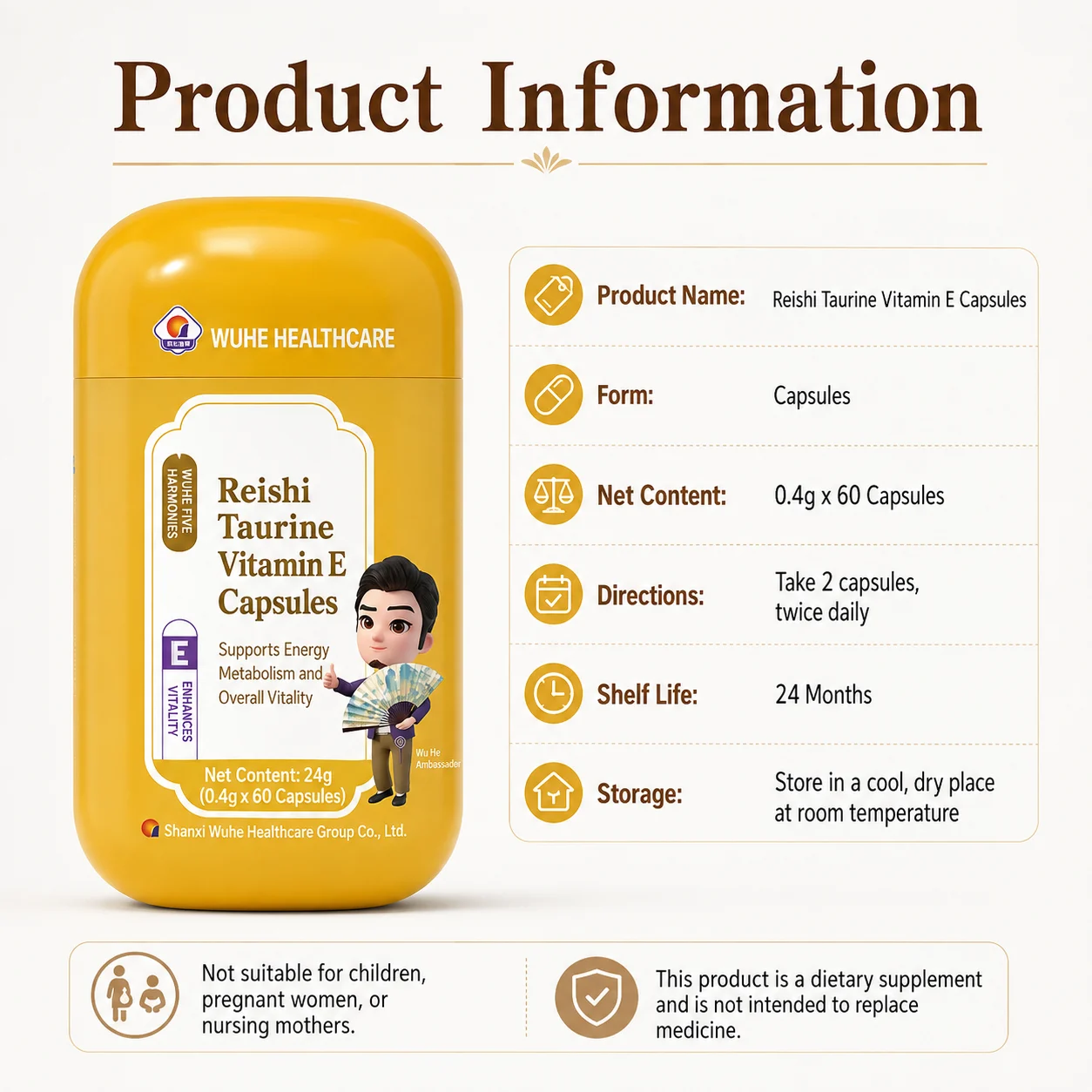 Reishi Taurine Vitamin E Capsules product detail
