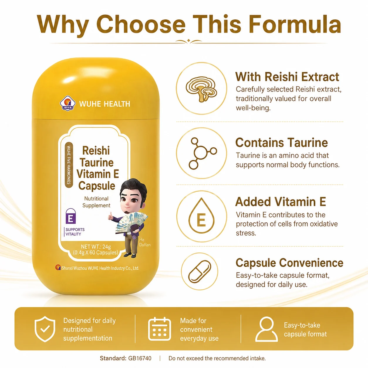 Reishi Taurine Vitamin E Capsules product detail