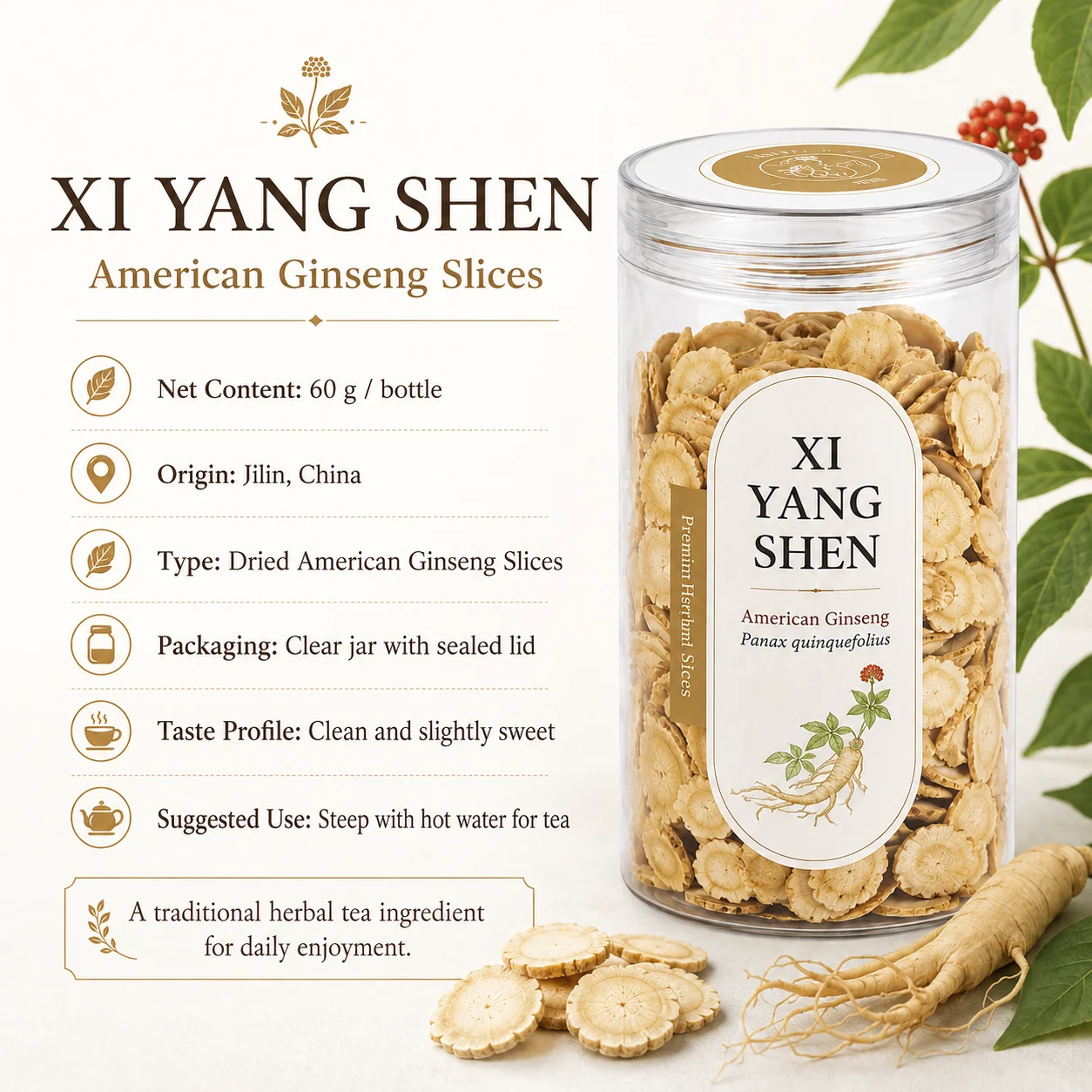 American Ginseng Slices product detail
