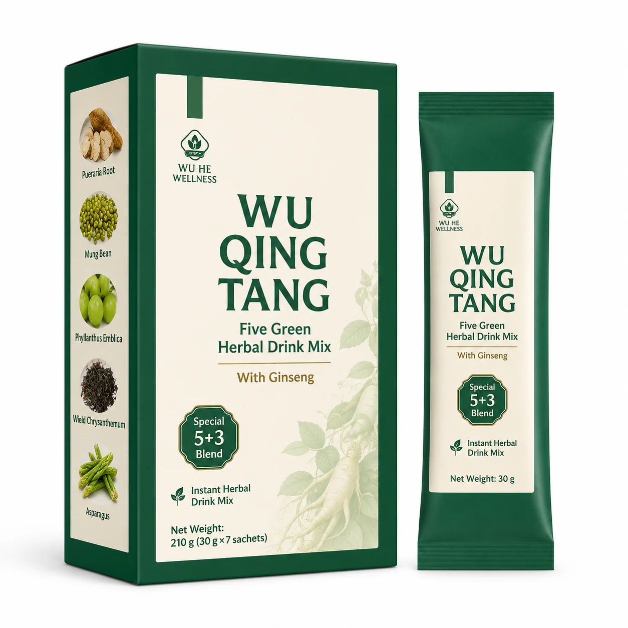 Five-Herb Beverage, containing ginseng, is a mixed herbal instant beverage suitable for daily health maintenance. product detail