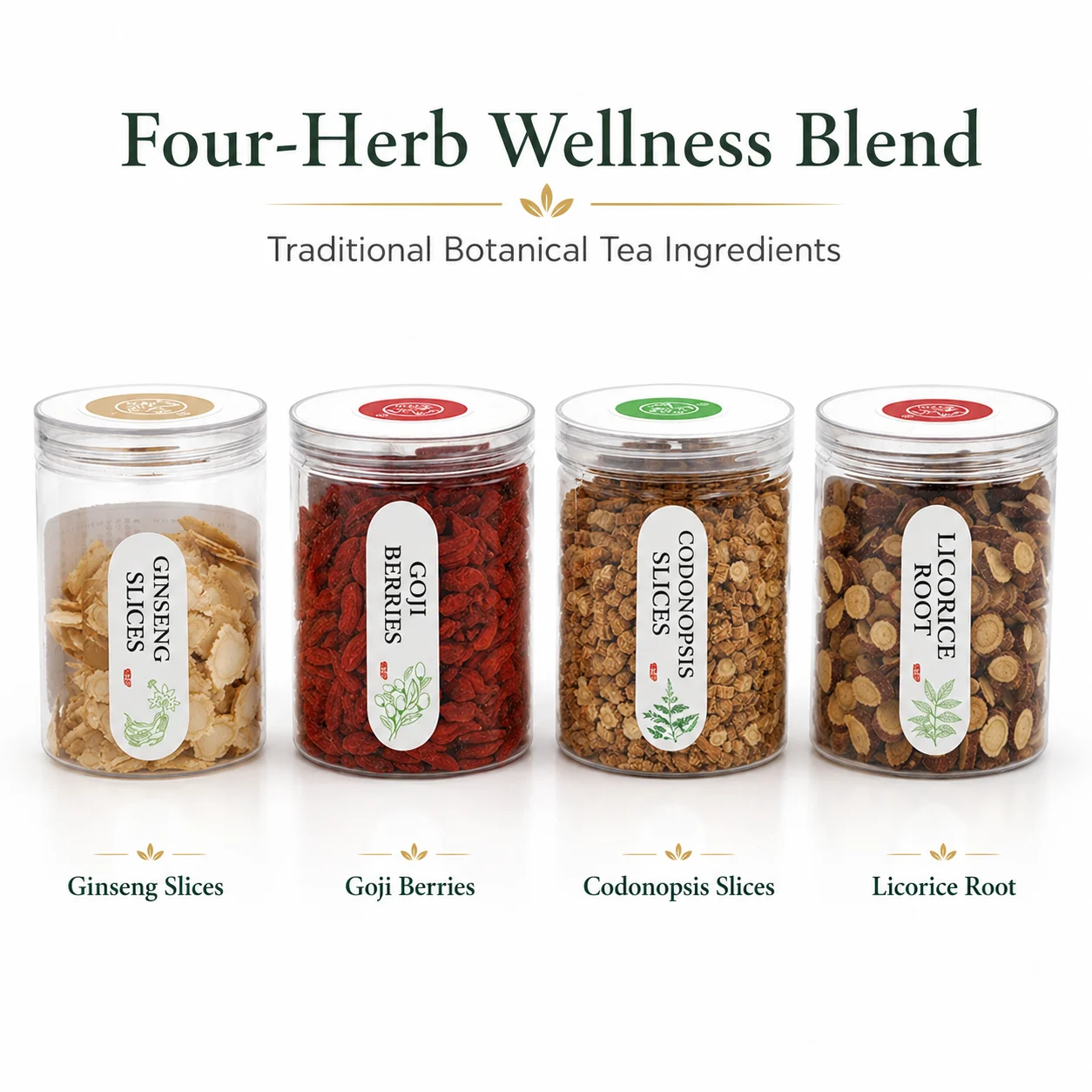 Four-Herb Wellness Blend – Ginseng, Goji, Codonopsis & Licorice Herbal Tea Set product detail