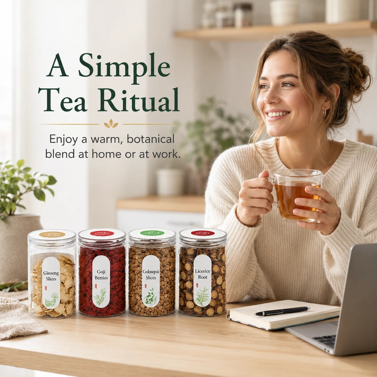 Four-Herb Wellness Blend – Ginseng, Goji, Codonopsis & Licorice Herbal Tea Set product detail