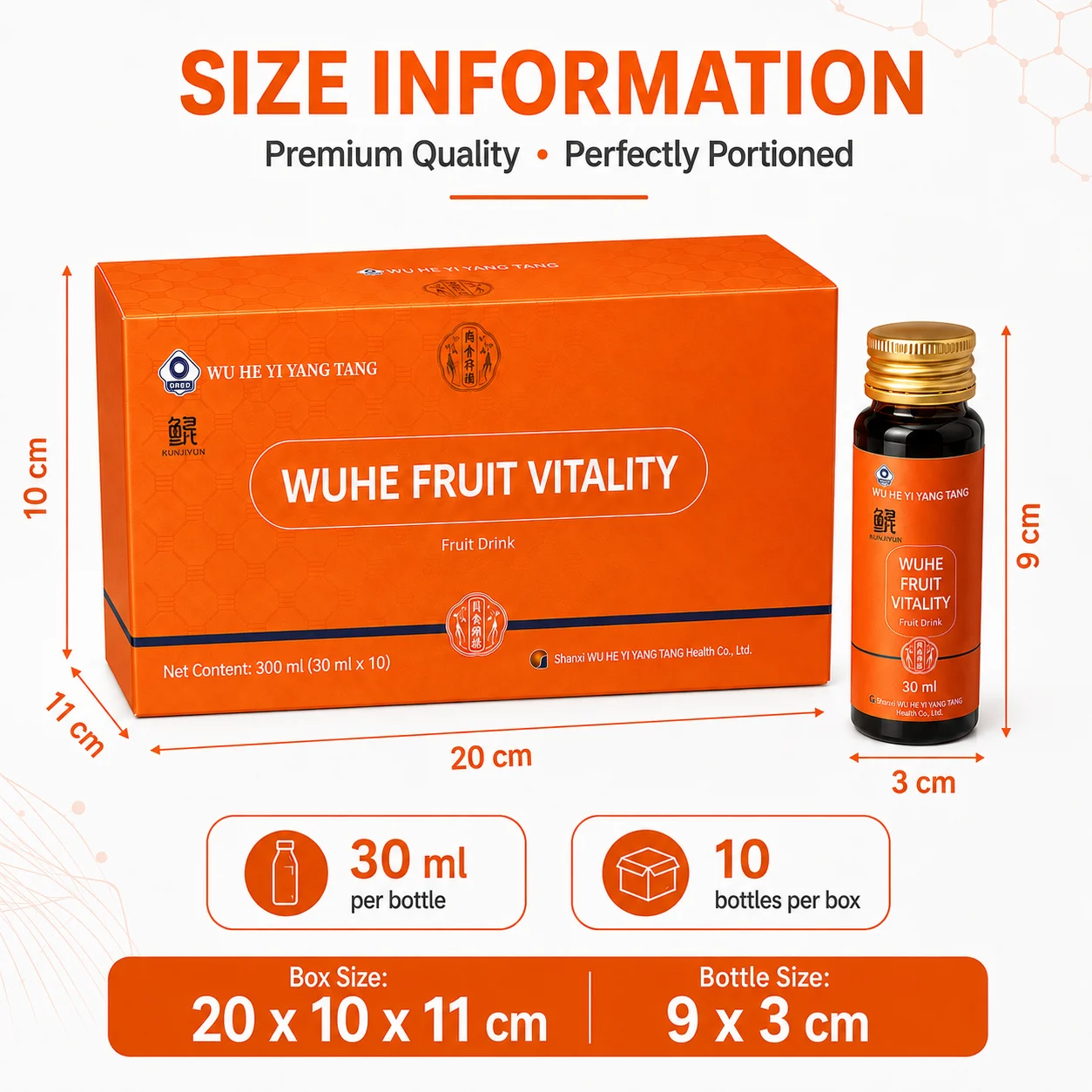 WUHE Fruit Vitality Drink – Daily Fruit Wellness Shots, 30 ml × 10 Bottles product detail