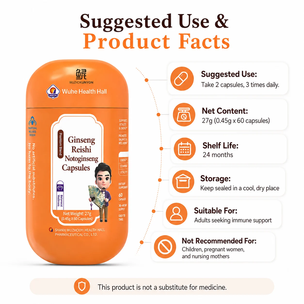 Ginseng Reishi Notoginseng Capsules product detail