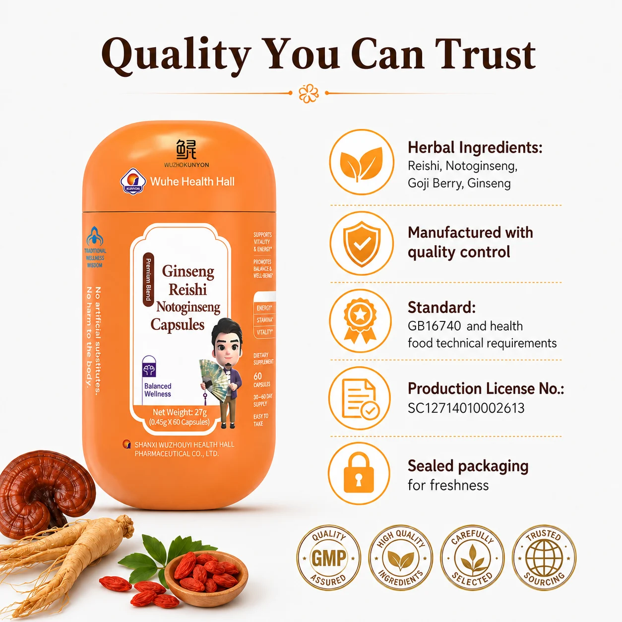 Ginseng Reishi Notoginseng Capsules product detail