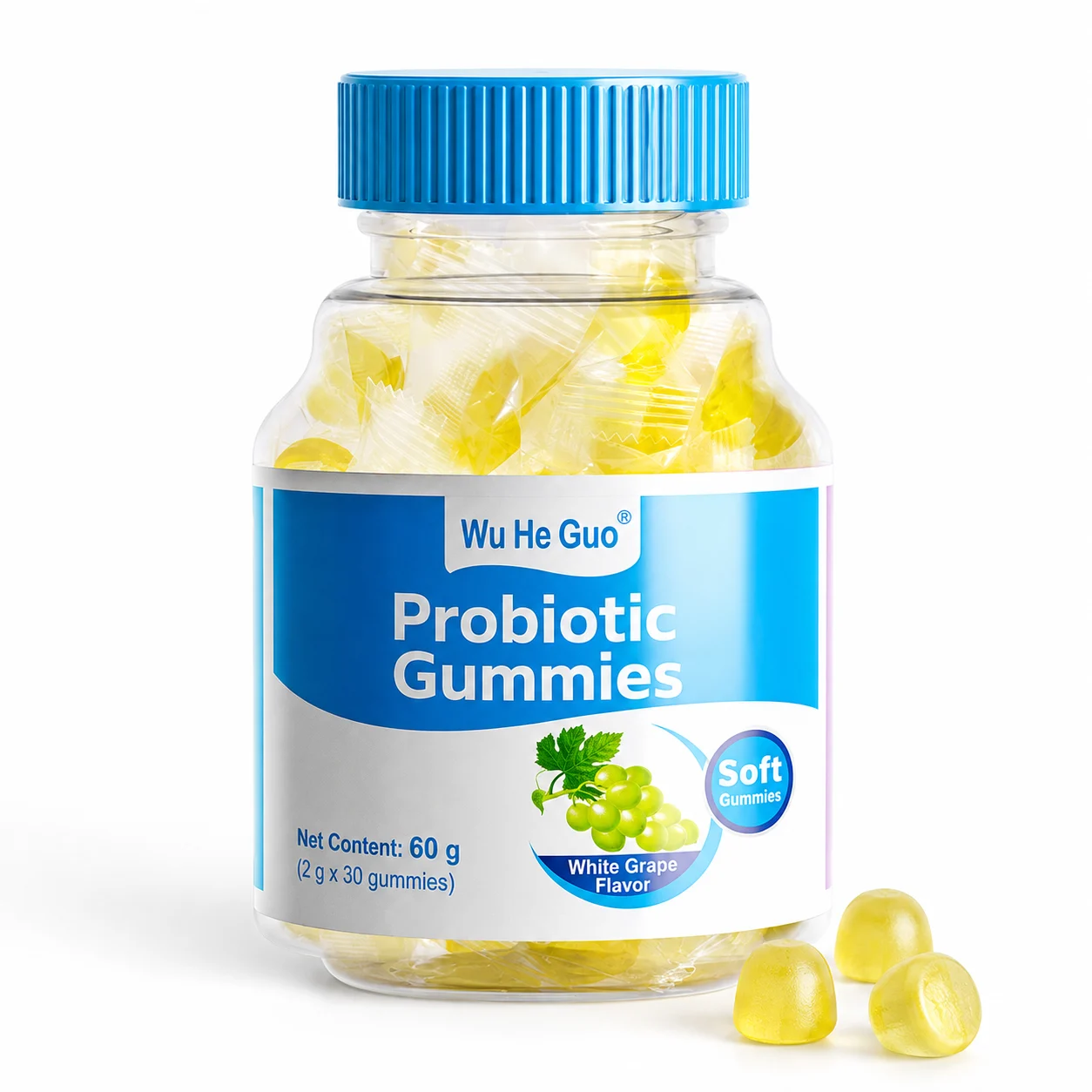 White Grape Probiotic Gummies – Inactivated Probiotic Blend, 60 g / 30 Gummies product detail