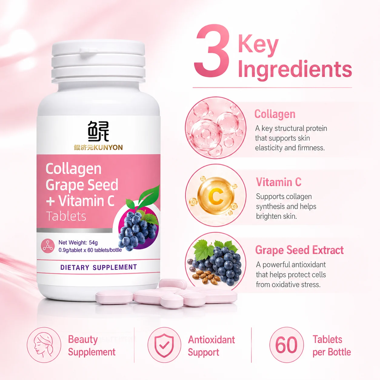 Collagen Grape Seed + Vitamin C Tablets