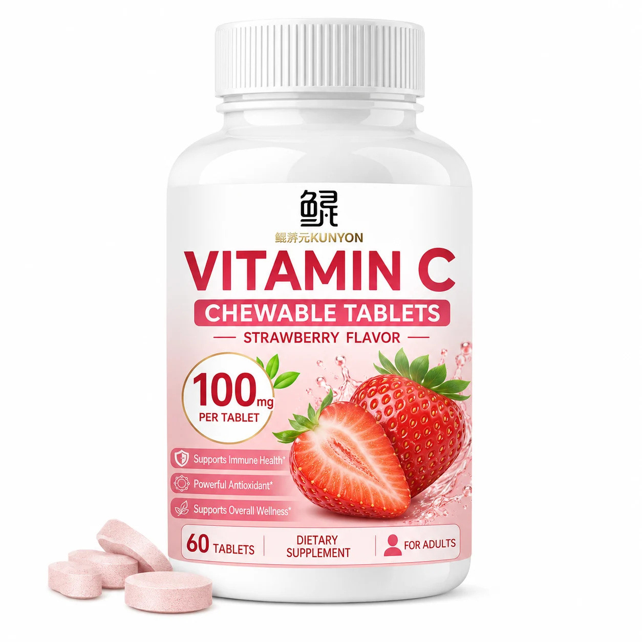 Vitamin C Chewable Tablets – Strawberry Flavor