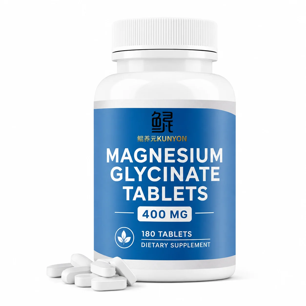 KUNYON Magnesium Glycinate Tablets – 400 mg, 180 Tablets
