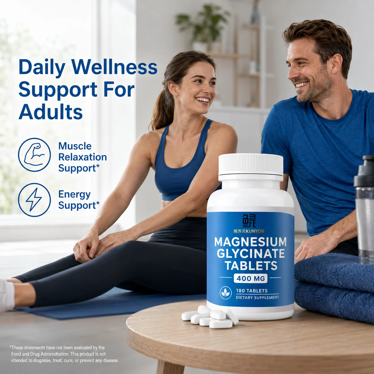 KUNYON Magnesium Glycinate Tablets – 400 mg, 180 Tablets product detail