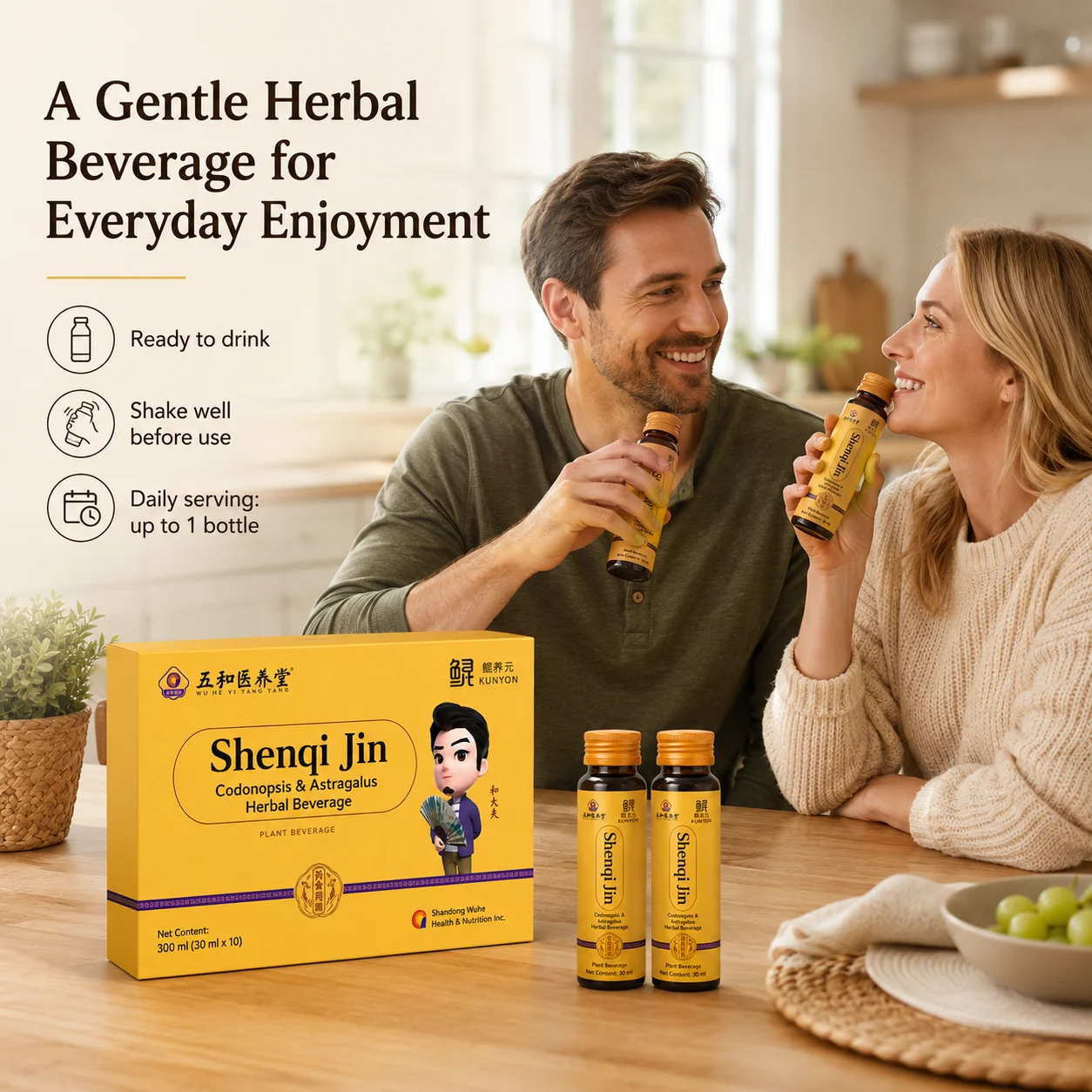 Miracle Golden Astragalus Flower Herbal Drink, a plant-based supplement, and a daily health drink for adults. product detail