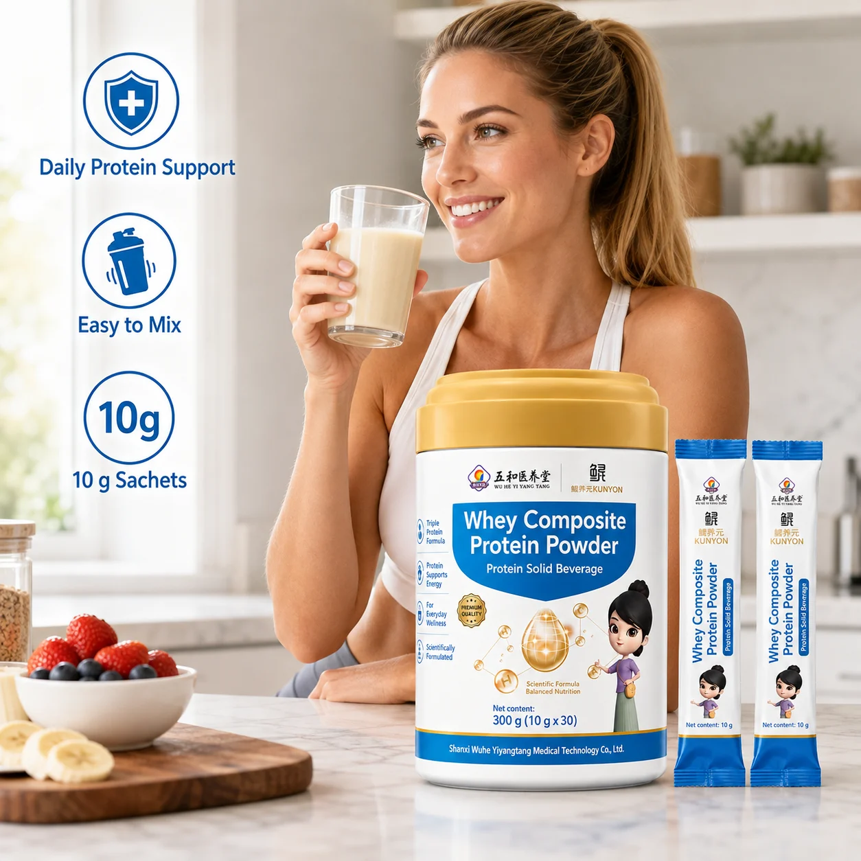 Whey Composite Protein Powder – Triple Protein Formula Protein Solid Beverage product detail