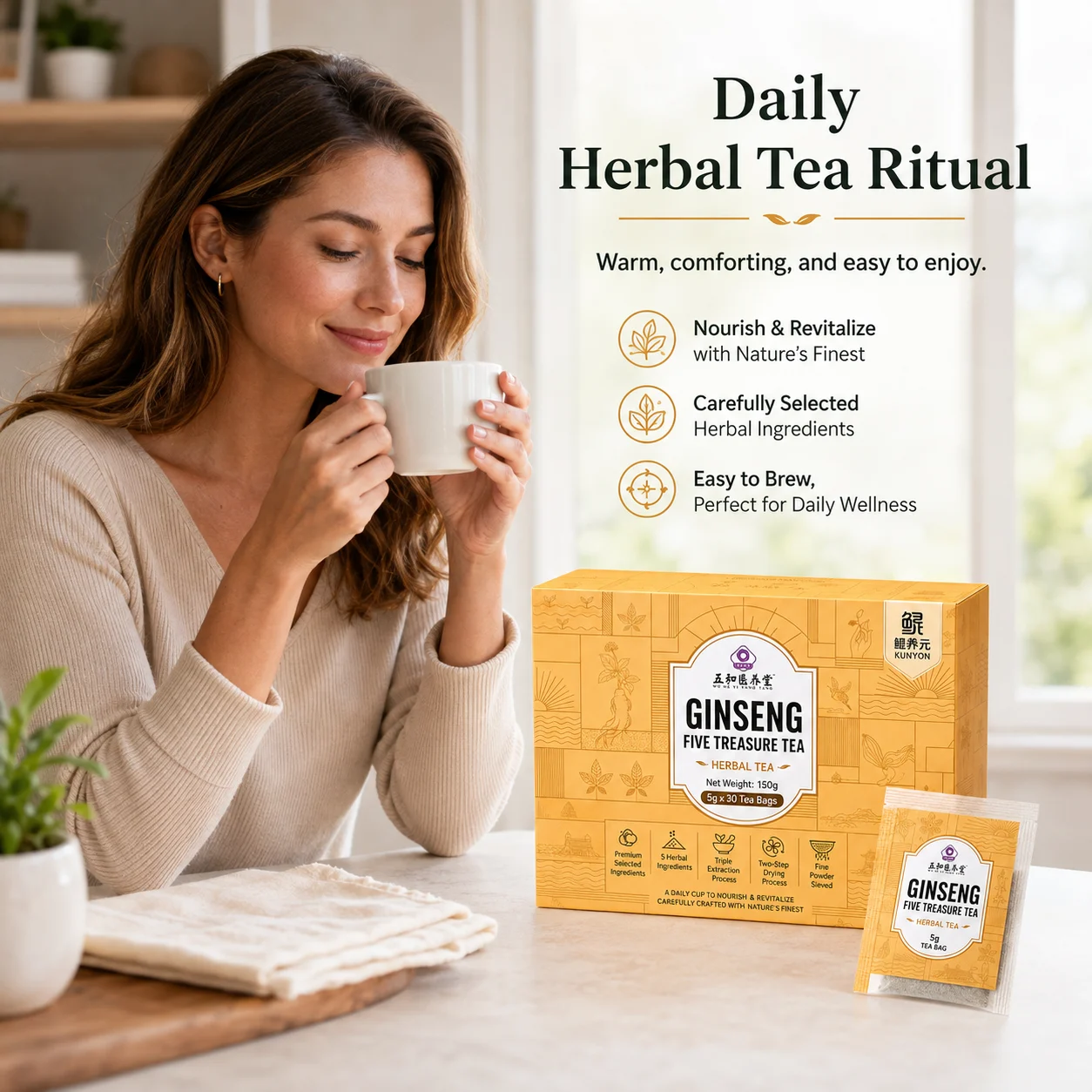 Ginseng Five Treasure Tea – Premium Herbal Botanical Blend Tea product detail