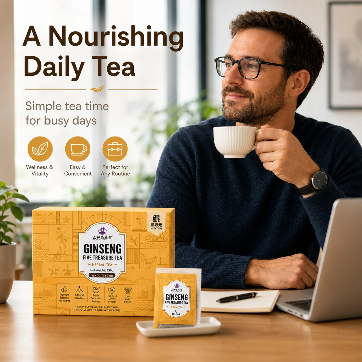 Ginseng Five Treasure Tea – Premium Herbal Botanical Blend Tea product detail