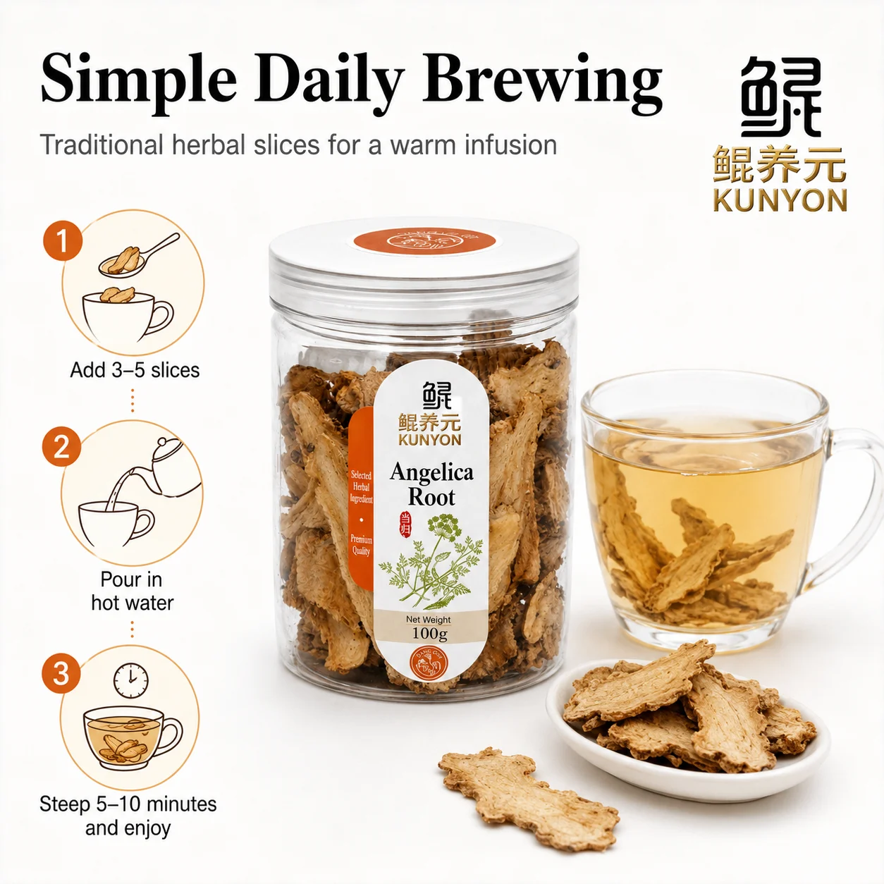 Premium Dried Angelica Root Slices – Traditional Herbal Tea Ingredient product detail