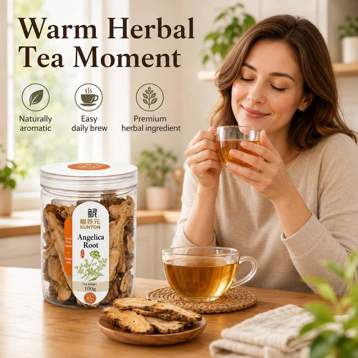 Premium Dried Angelica Root Slices – Traditional Herbal Tea Ingredient product detail