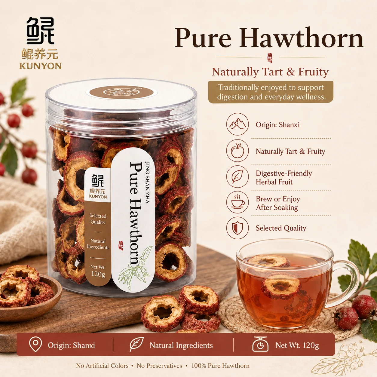 Naturally Dried Jing Shan Zha Herbal Fruit Tea product detail