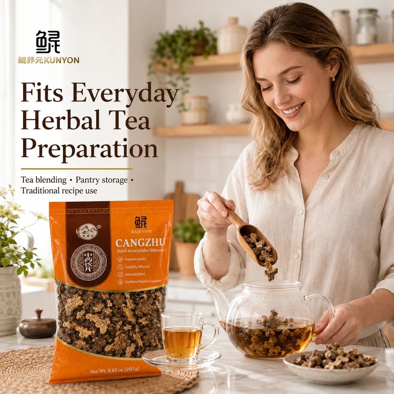 Cangzhu Dried Atractylodes Rhizome 250g/Herbal Drink, Herbal supplement, nourishing herbal tea product detail