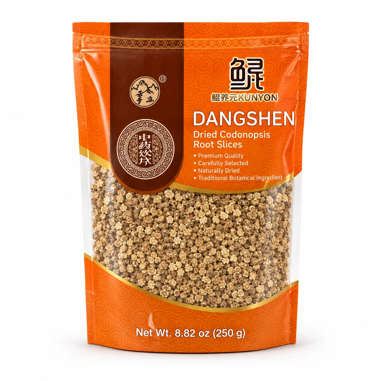 KUNYON Dangshen Dried Codonopsis Root Slices 250g, Naturally Dried Traditional Botanical Ingredient