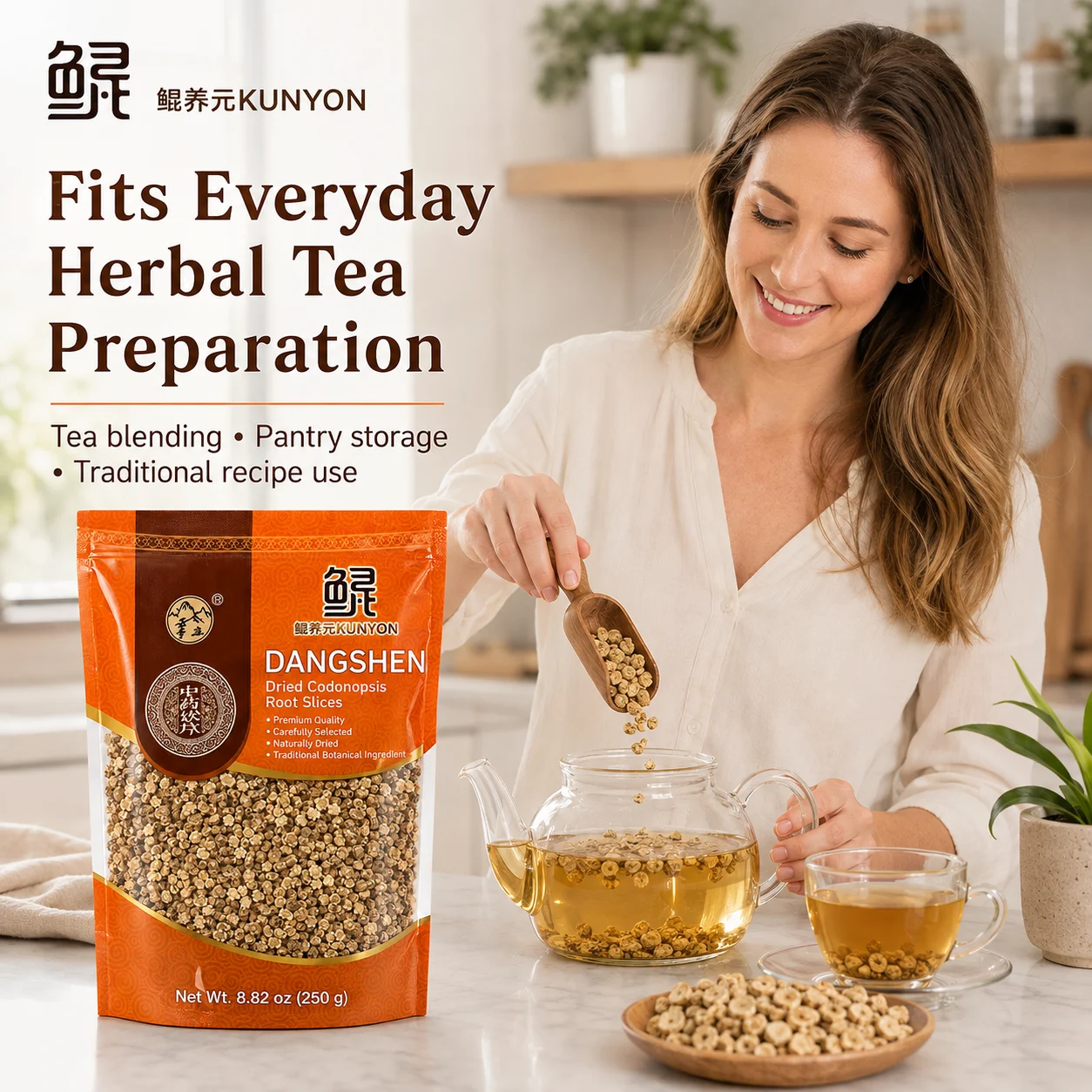 KUNYON Dangshen Dried Codonopsis Root Slices 250g, Naturally Dried Traditional Botanical Ingredient product detail