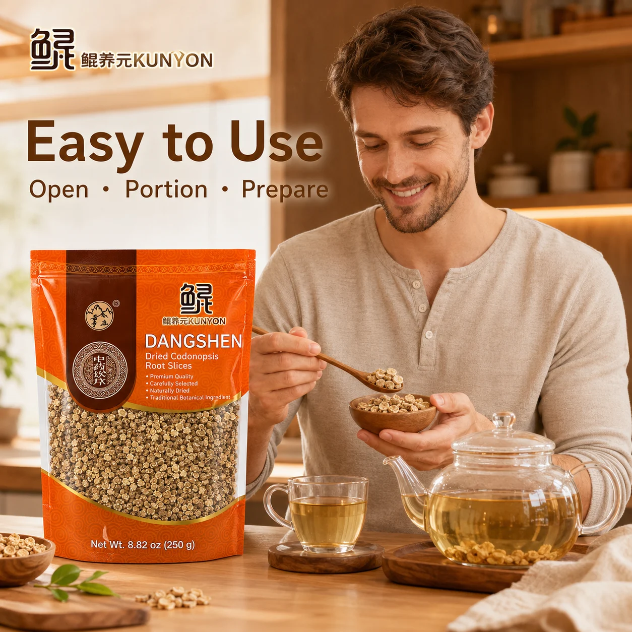 KUNYON Dangshen Dried Codonopsis Root Slices 250g, Naturally Dried Traditional Botanical Ingredient product detail