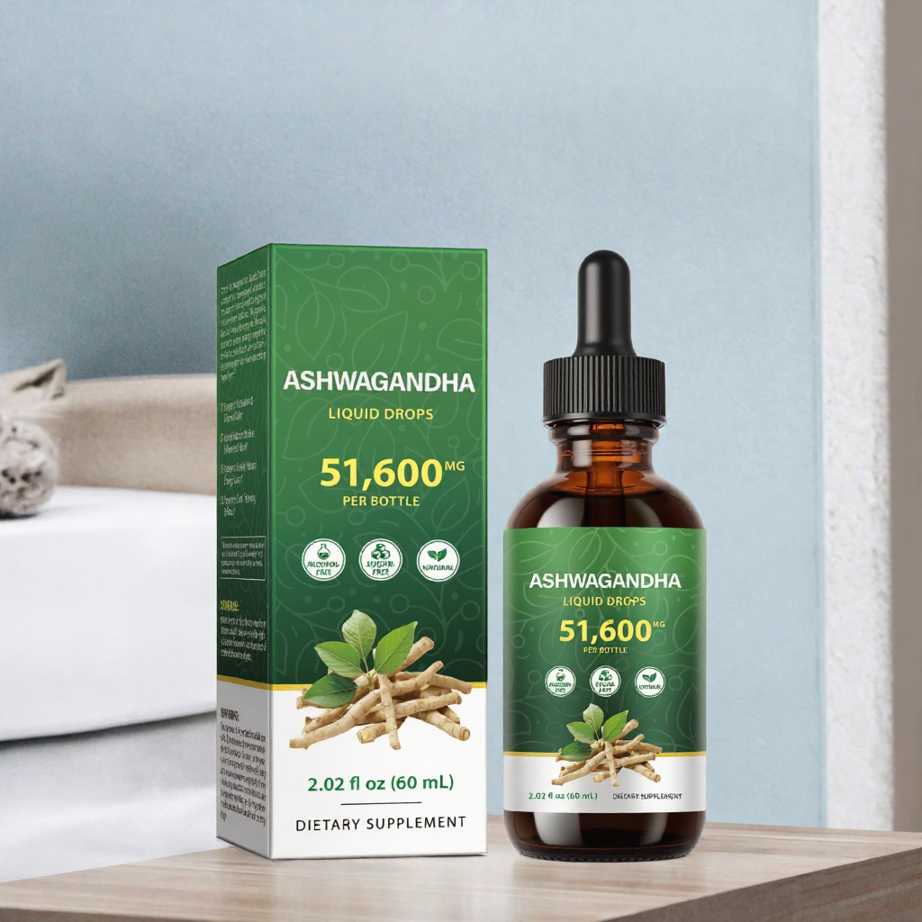 Ashwagandha Liquid Drops 51600MG 60ML Alcohol Free Sugar Free Herbal Supplement OEM ODM Private Label Manufacturer product detail