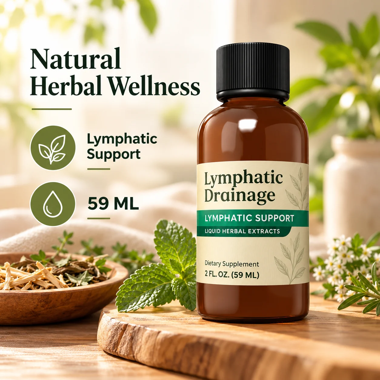 Lymphatic Drainage Liquid Herbal Extract 59ml, Natural Herbal Oral Liquid for Daily Wellness Support, OEM ODM Private Label Supplement product detail