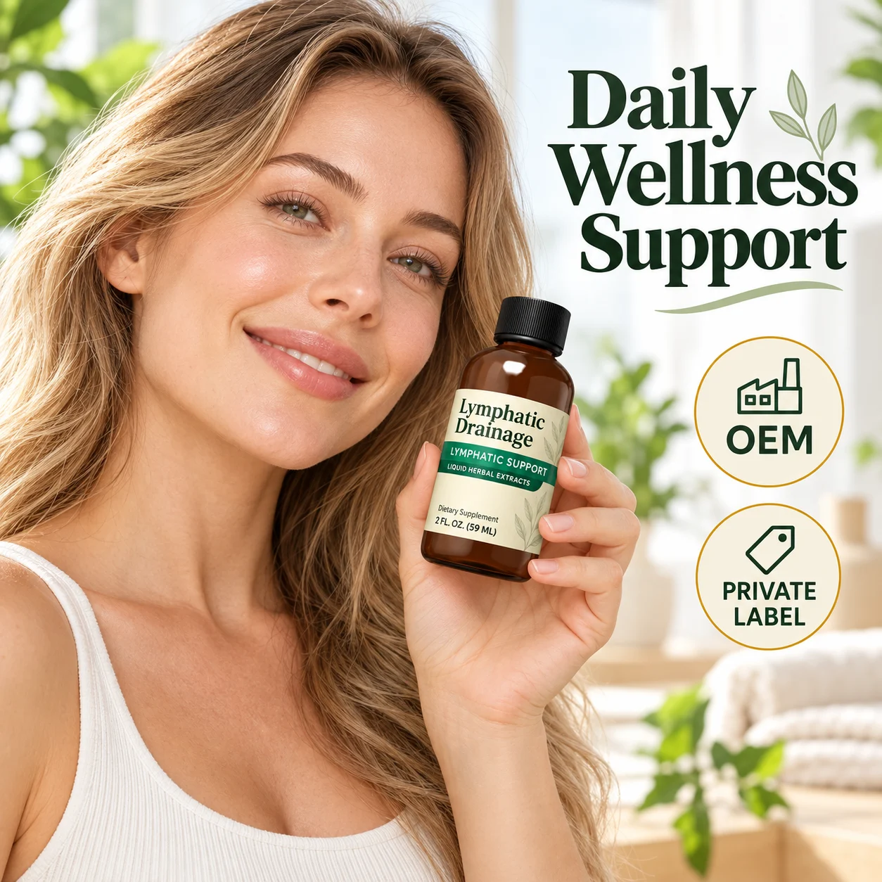 Lymphatic Drainage Liquid Herbal Extract 59ml, Natural Herbal Oral Liquid for Daily Wellness Support, OEM ODM Private Label Supplement product detail