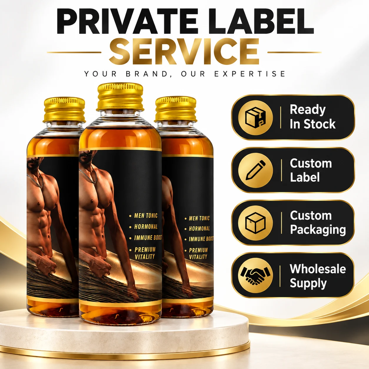 Men’s Vitality Honey Tonic Liquid Supplement for Energy, Stamina & Daily Wellness, Private Label OEM ODM Wholesale Supply