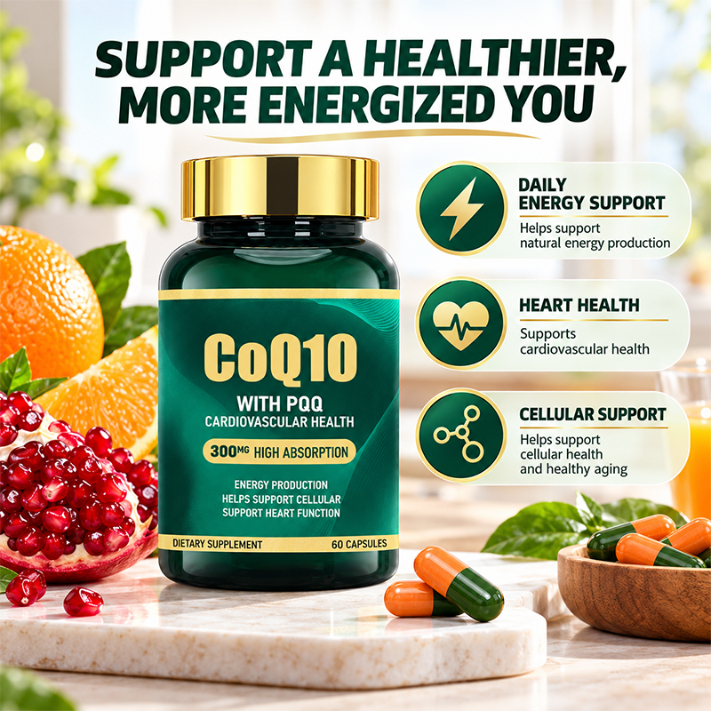 Wholesale CoQ10 with PQQ 300mg High Absorption Capsules for Energy, Heart & Cellular Support, OEM ODM Private Label product detail