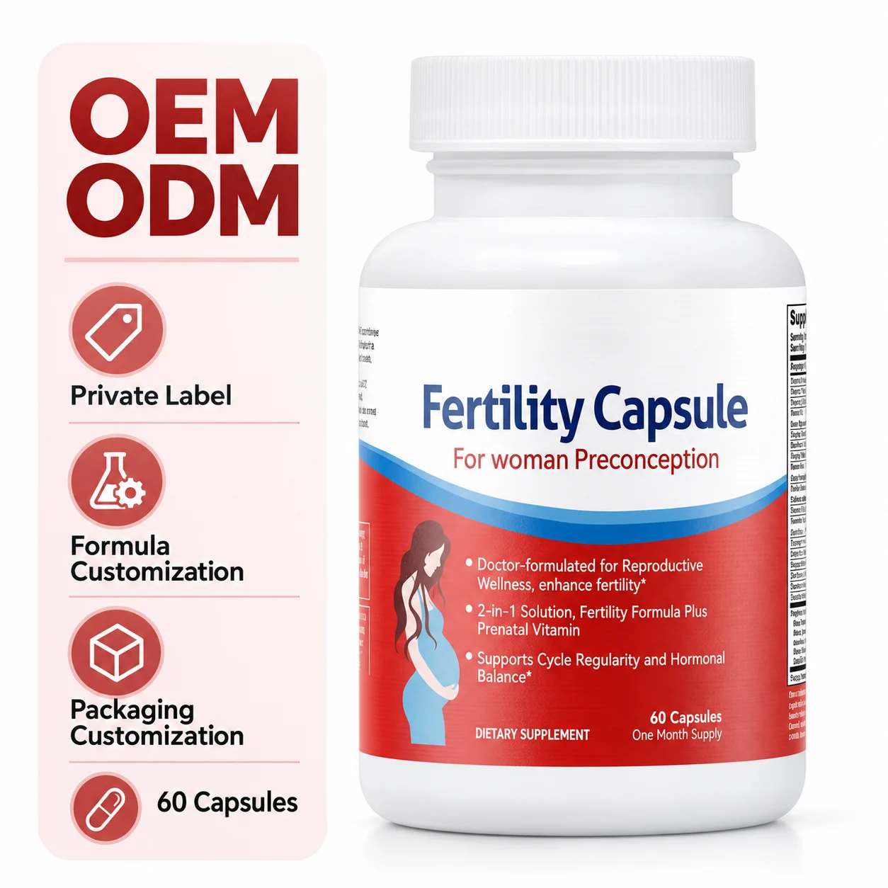 Wholesale Women’s Fertility Preconception Capsules with Prenatal Support for Reproductive Wellness, Cycle Balance, OEM ODM Private Label