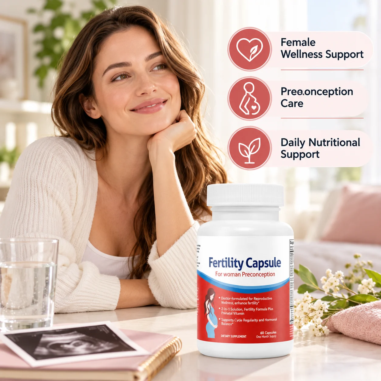 Wholesale Women’s Fertility Preconception Capsules with Prenatal Support for Reproductive Wellness, Cycle Balance, OEM ODM Private Label product detail