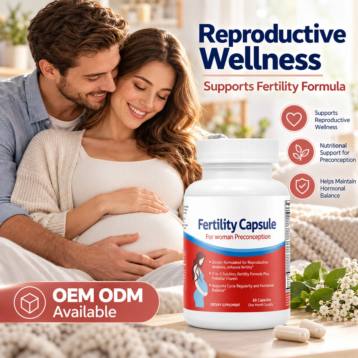 Wholesale Women’s Fertility Preconception Capsules with Prenatal Support for Reproductive Wellness, Cycle Balance, OEM ODM Private Label product detail