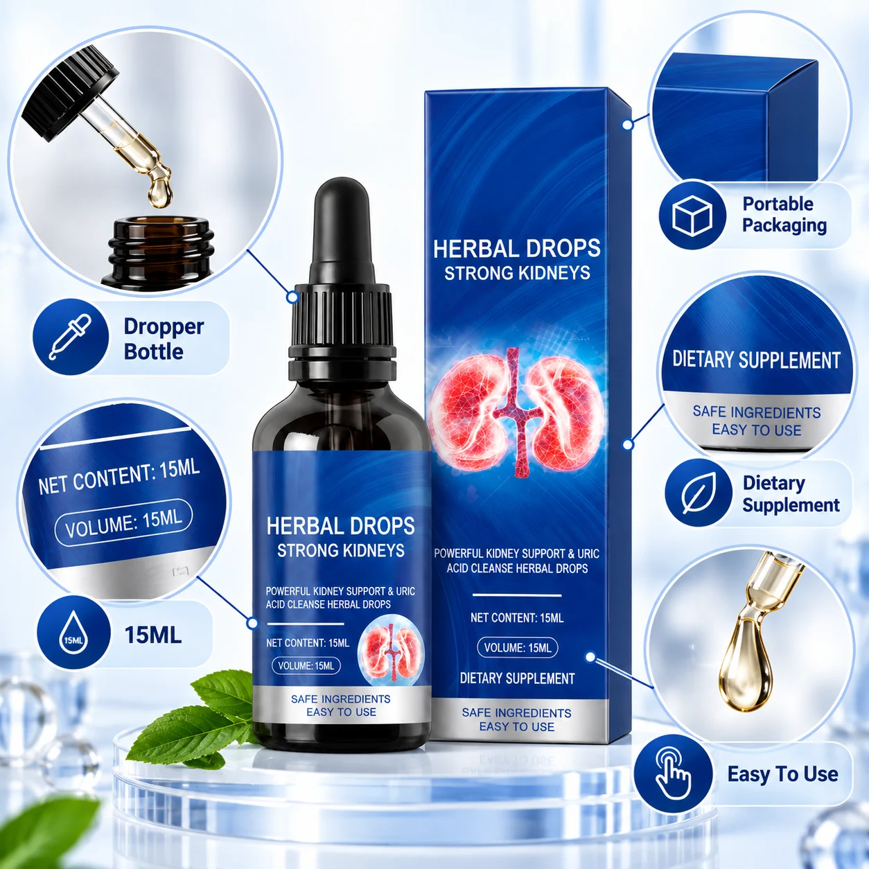 Strong Kidneys Herbal Drops, Kidney Support & Uric Acid Cleanse Dietary Supplement product detail