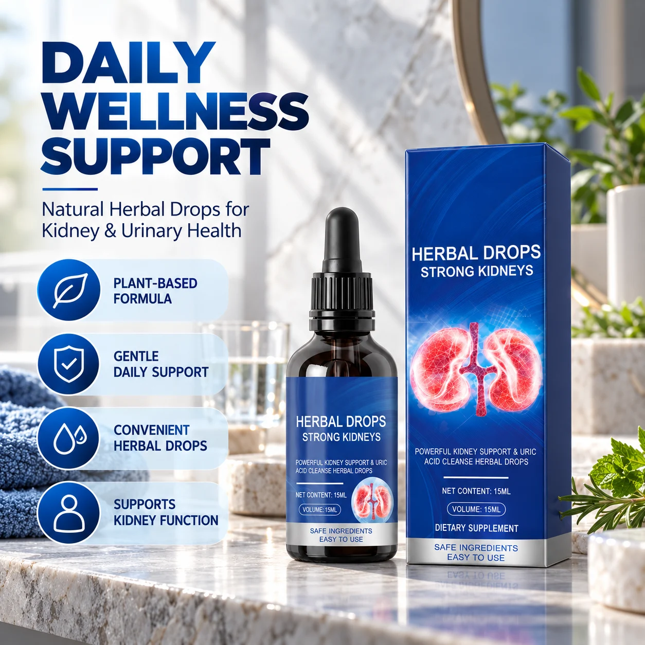 Strong Kidneys Herbal Drops, Kidney Support & Uric Acid Cleanse Dietary Supplement product detail