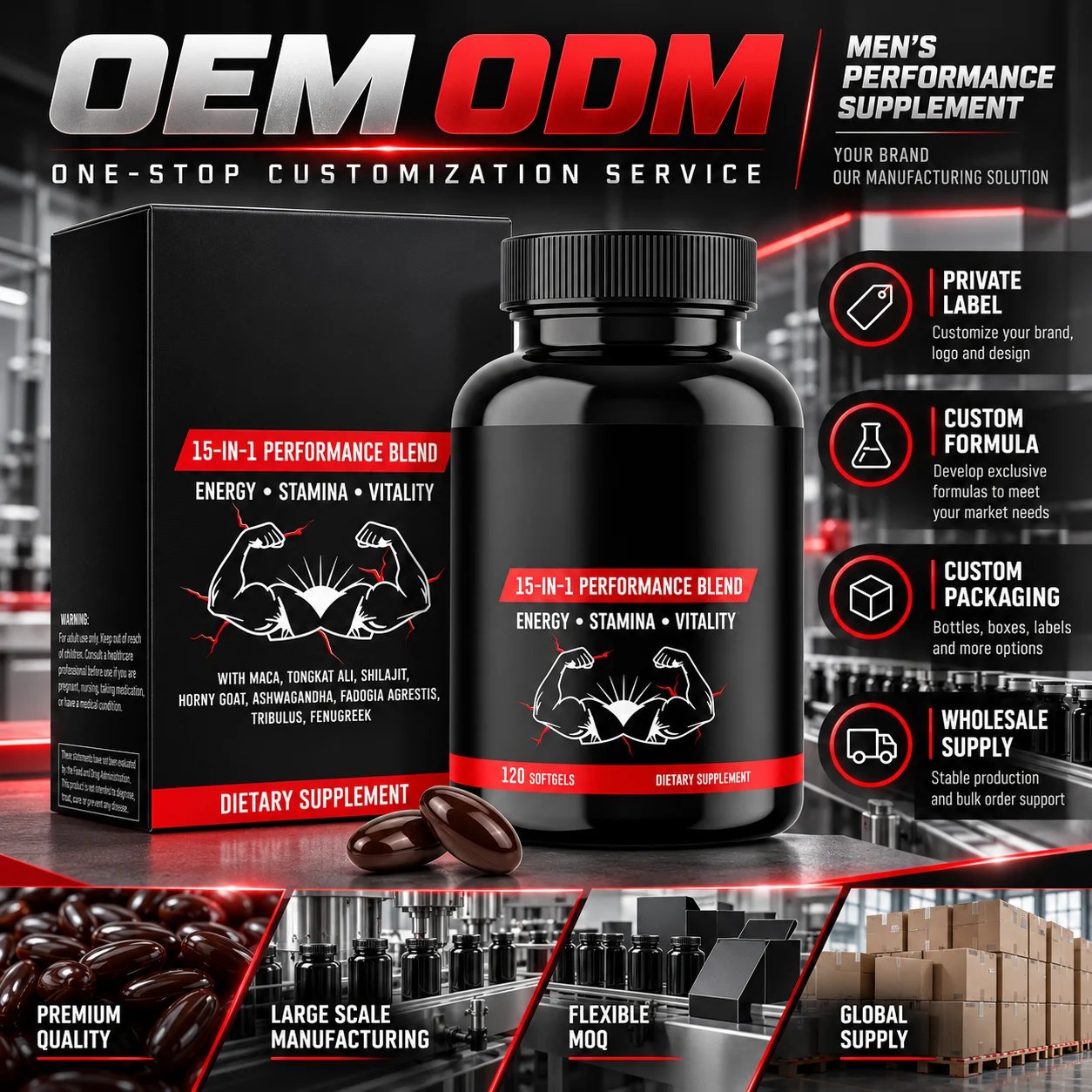 15-in-1 Performance Blend Softgels, Men’s Energy Stamina Vitality Dietary Supplement product detail