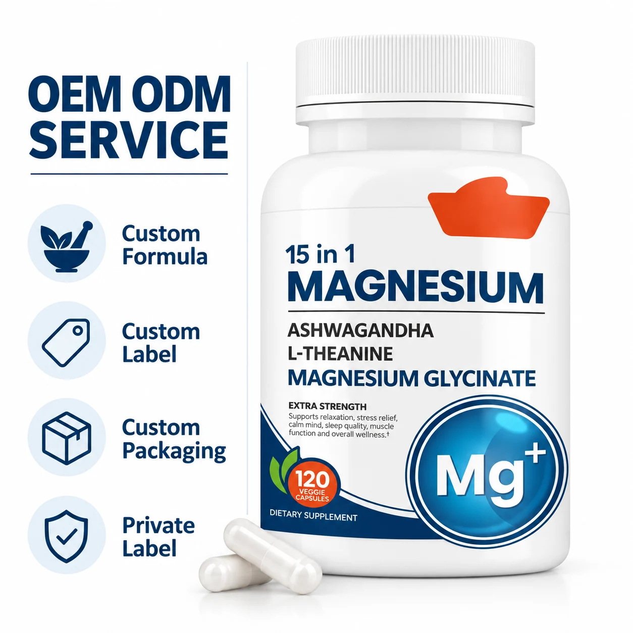 15 in 1 Magnesium Glycinate Veggie Capsules, Ashwagandha & L-Theanine Relaxation Sleep Support Dietary Supplement