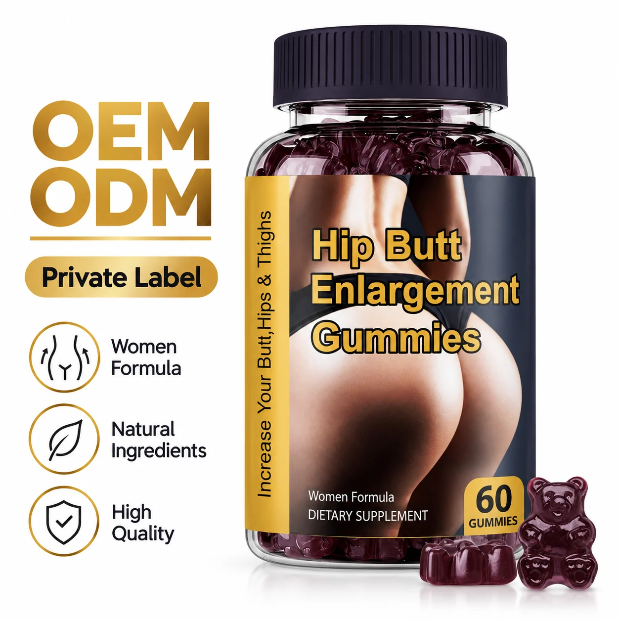 Women’s Hip & Butt Support Gummies, 60 Count, Private Label OEM ODM Dietary Supplement