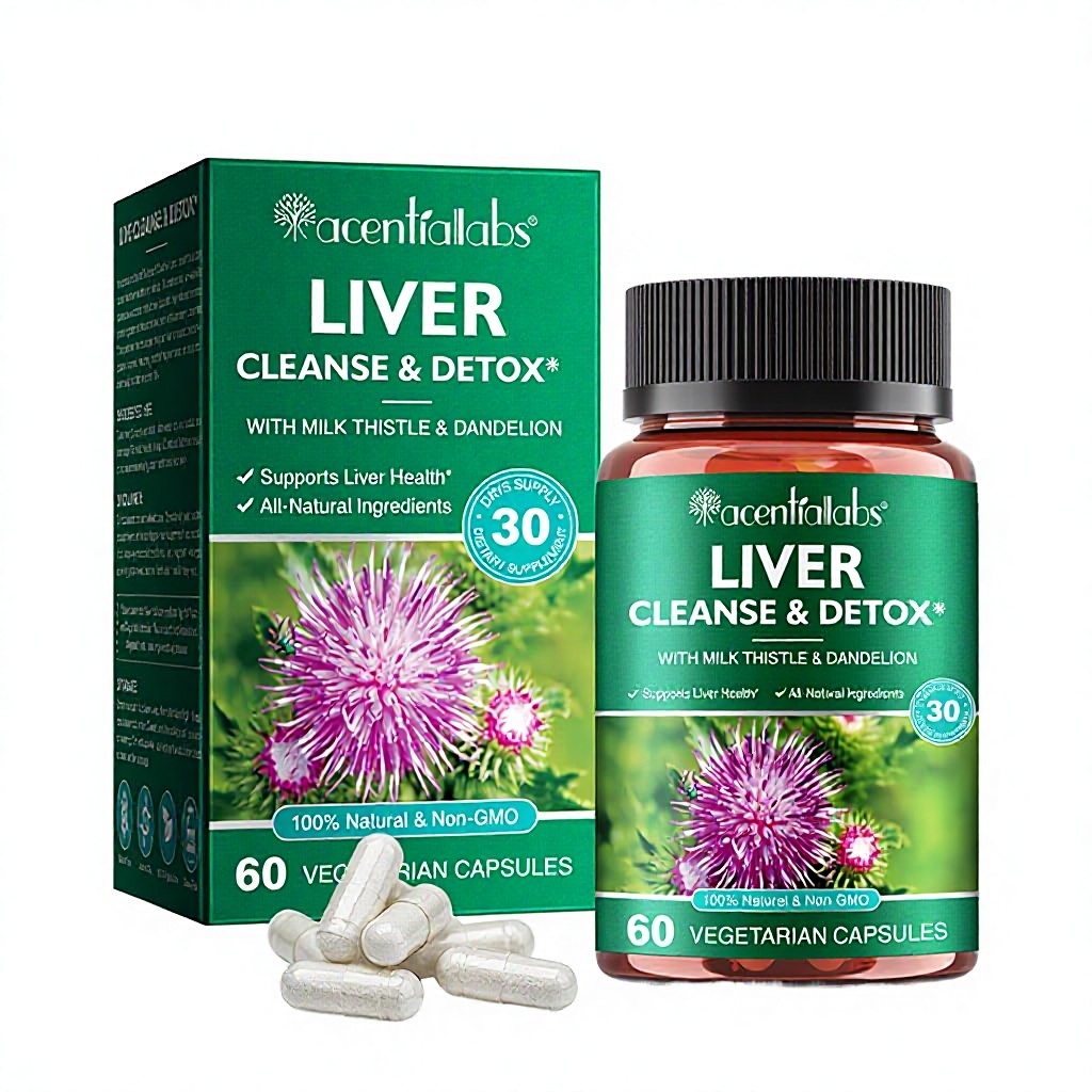 Milk Thistle & Dandelion Liver Support Capsules, 60 Vegetarian Capsules, 30 Day Supply, Herbal Dietary Supplement, Non-GMO, Gluten Free, OEM ODM Private Label Wholesale product detail