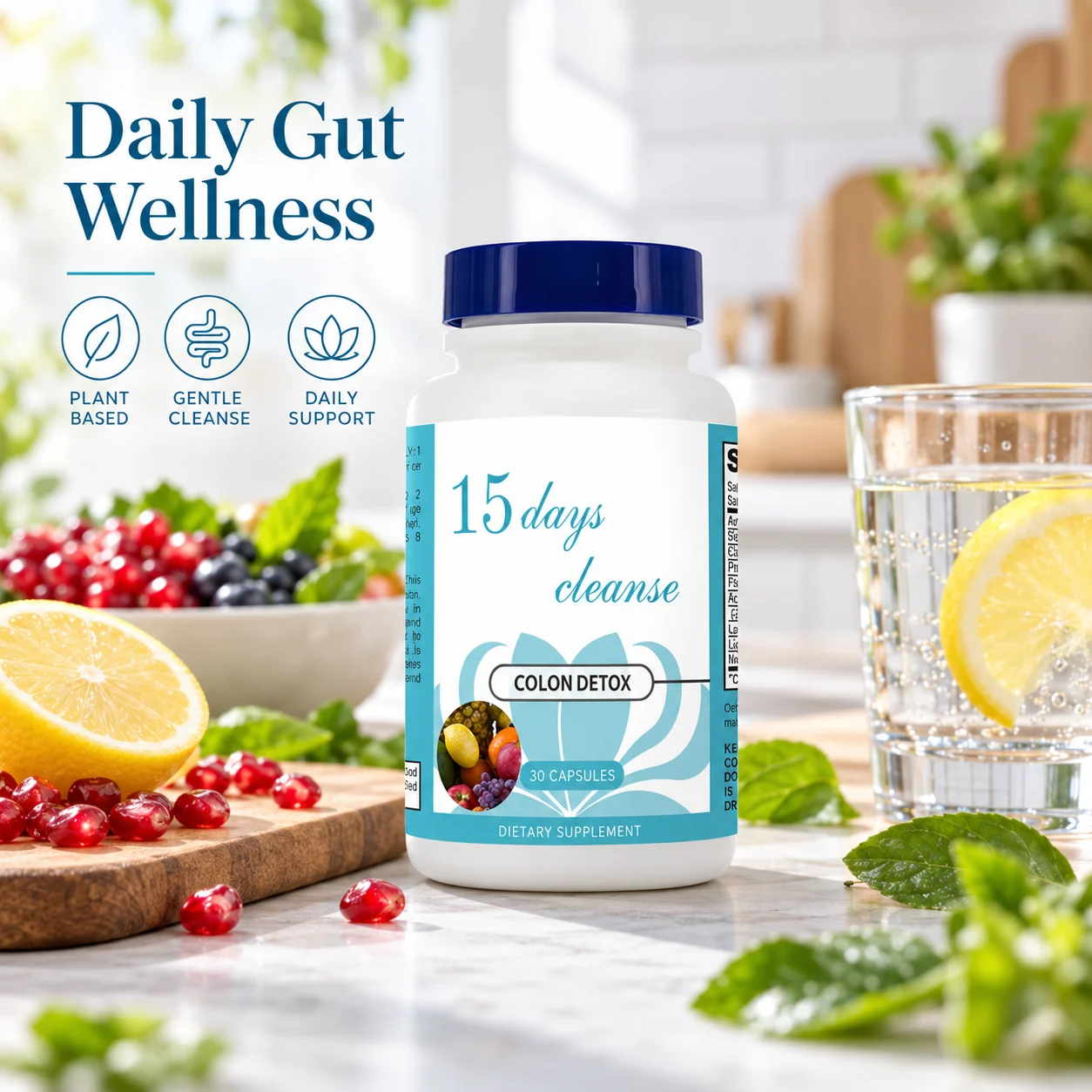 15 Day Colon Cleanse Capsules, 30 Count, Digestive Wellness & Gut Support Dietary Supplement for Adults, OEM ODM Private Label, Custom Formula, Wholesale Supply product detail