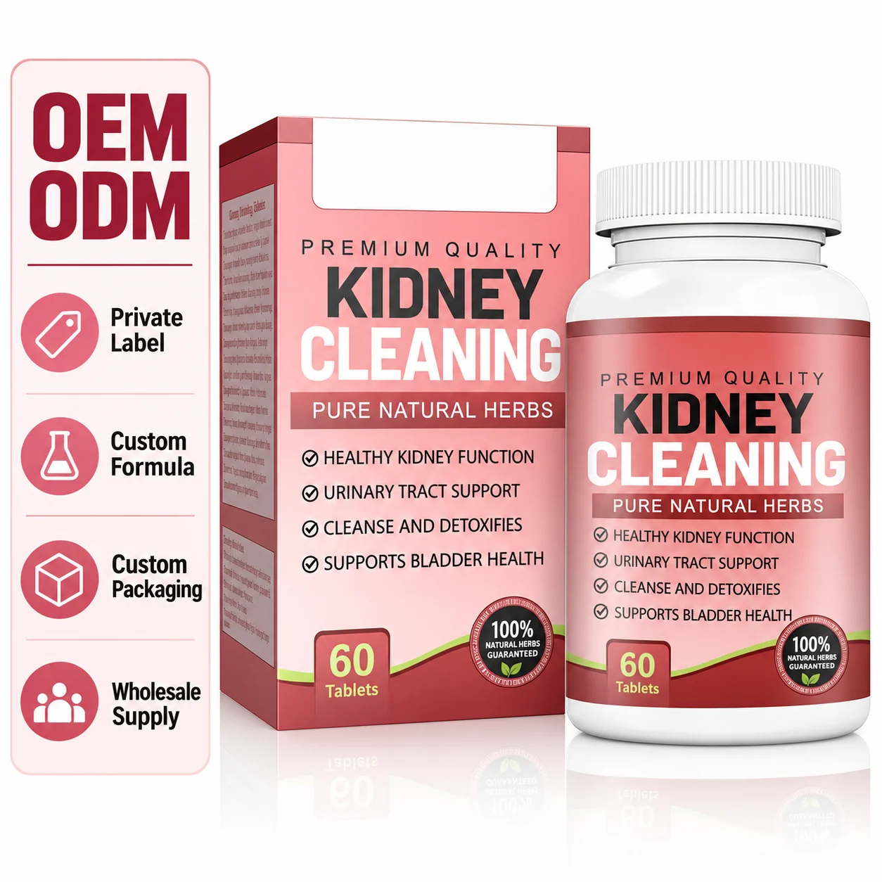 Herbal Kidney Support Tablets, 60 Count, Botanical Dietary Supplement for Adult Wellness, Kidney & Urinary Tract Wellness Formula, OEM ODM Private Label, Custom Formula & Packaging, Wholesale