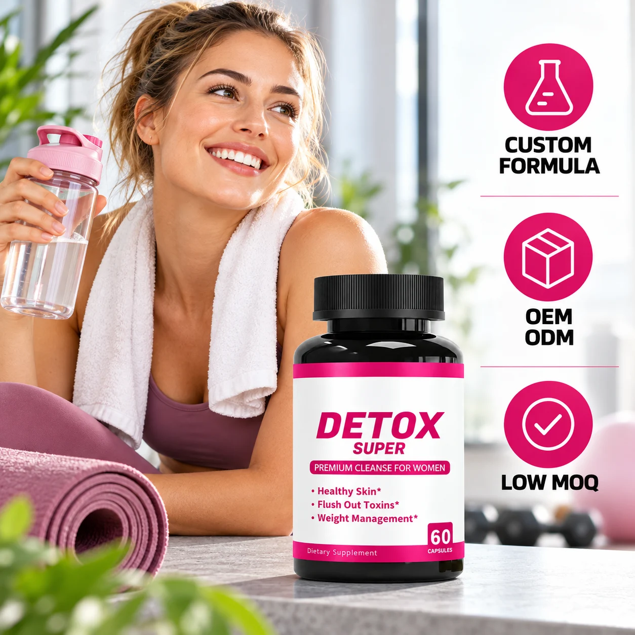Detox Super Women's Cleanse Capsules, 60 Count, Herbal Dietary Supplement for Women, Daily Wellness Formula, OEM ODM Private Label, Custom Formula & Packaging, Wholesale Supply product detail