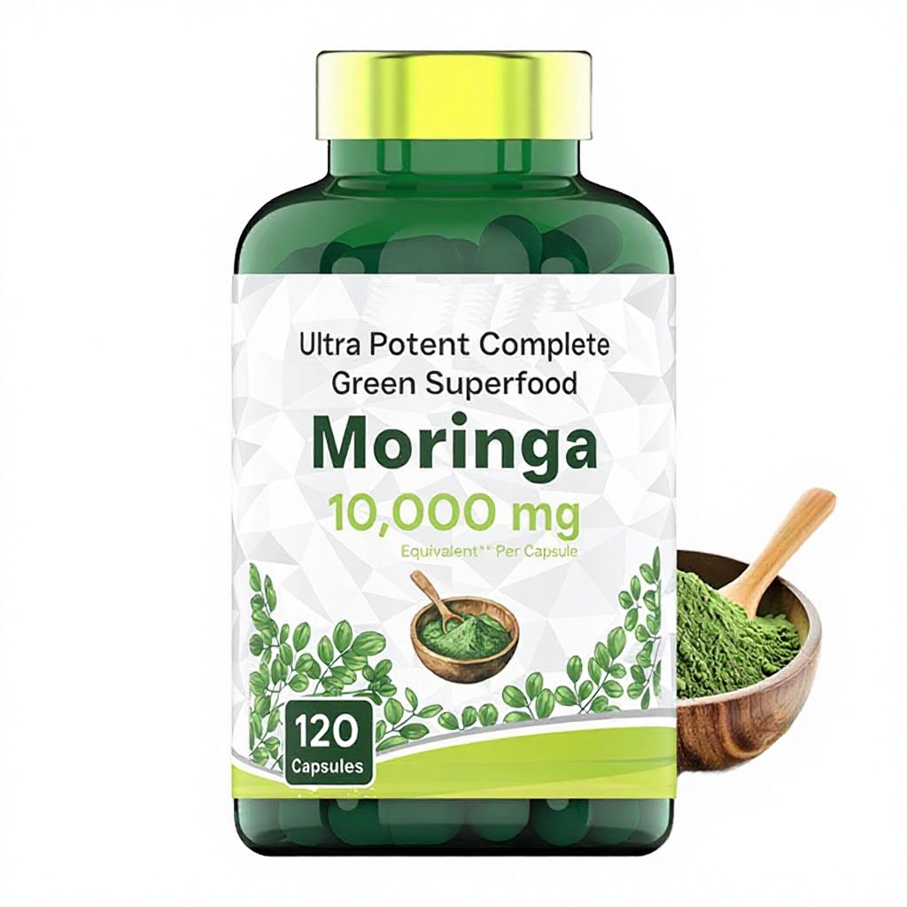 Moringa Capsules 10,000mg Equivalent Per Capsule, 120 Count, Natural Green Superfood Supplement, Daily Wellness & Antioxidant Support product detail