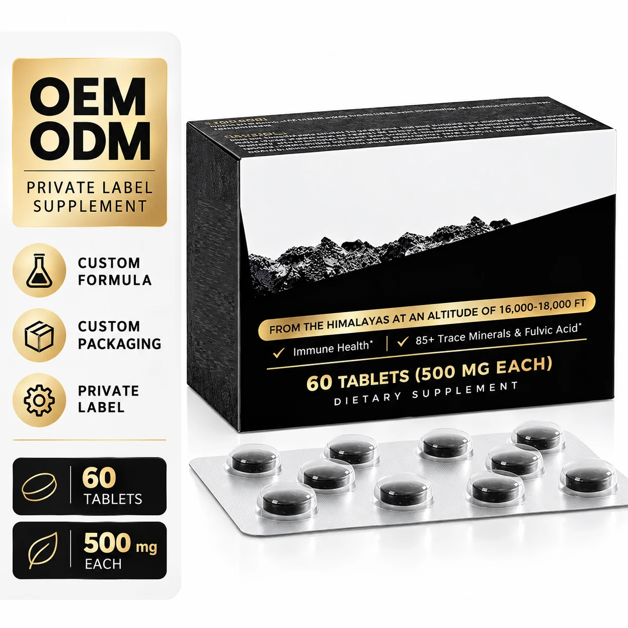 Himalayan Shilajit Tablets 500mg, 60 Tablets