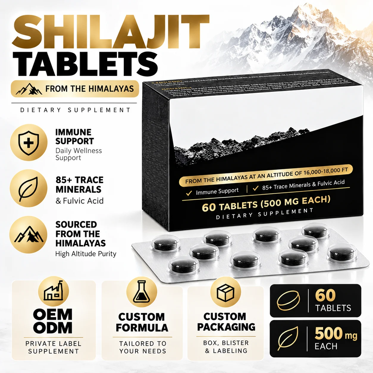 Himalayan Shilajit Tablets 500mg, 60 Tablets product detail