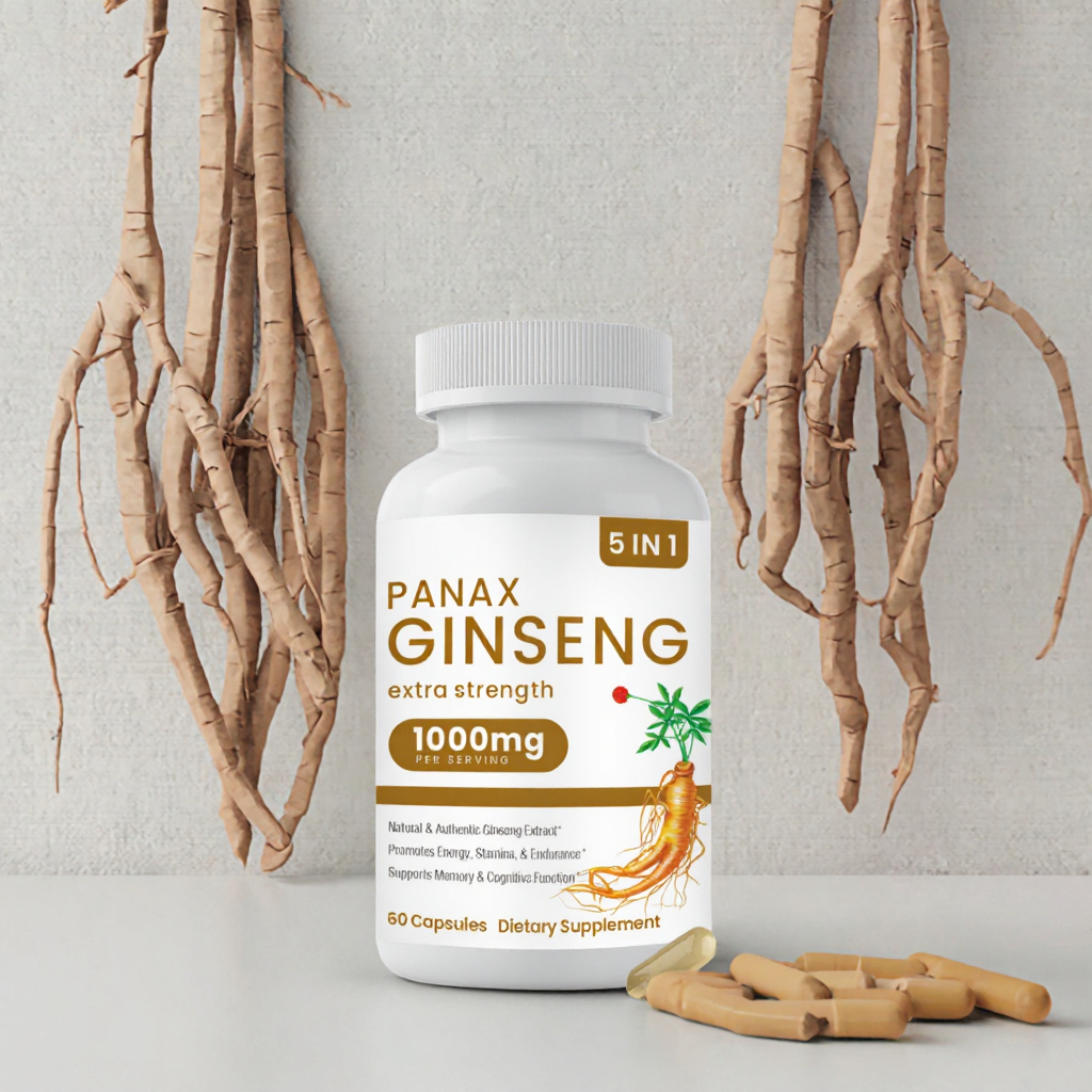 5 IN 1 Panax Ginseng Capsules, 1000mg Per Serving, 60 Capsules product detail