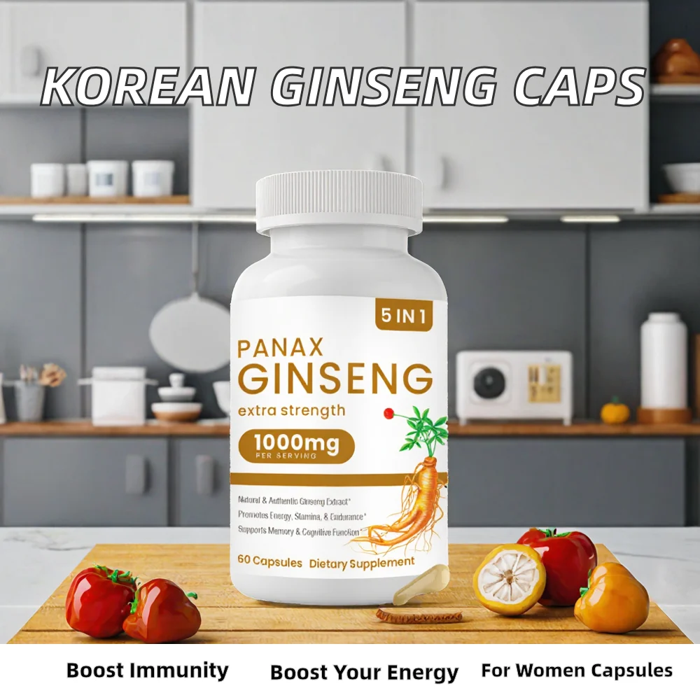 5 IN 1 Panax Ginseng Capsules, 1000mg Per Serving, 60 Capsules product detail