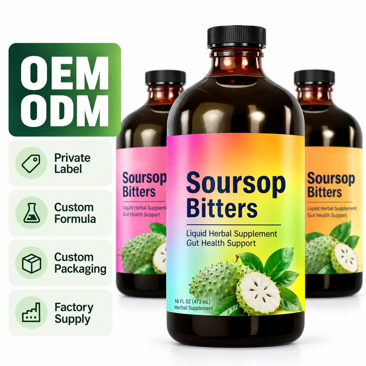Soursop Bitters Liquid Herbal Supplement, 16 FL OZ (473ml), Gut Health Suppor