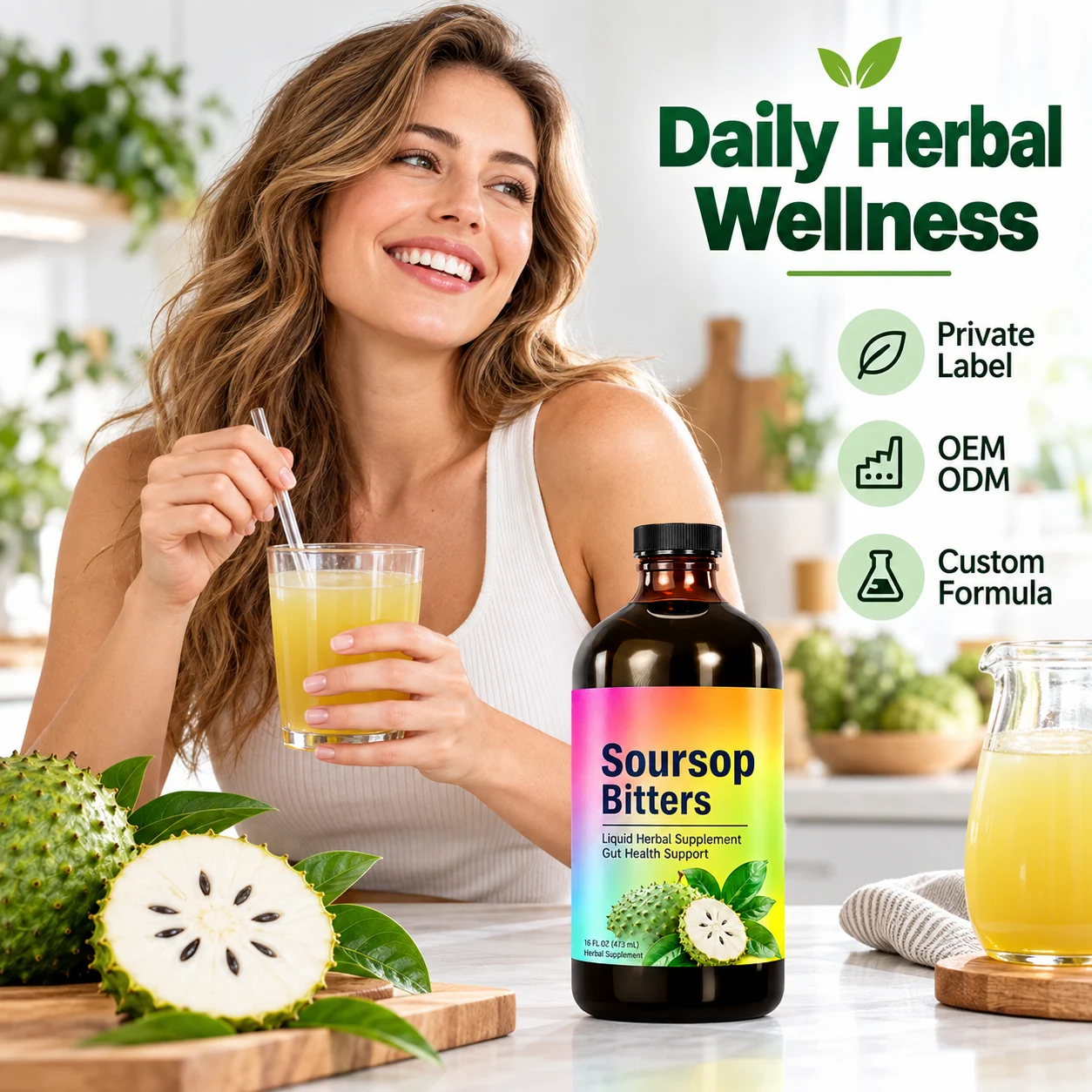 Soursop Bitters Liquid Herbal Supplement, 16 FL OZ (473ml), Gut Health Suppor product detail